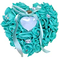 Woneart Romántica Almohada Anillo de Boda Forma corazón Anillo Cojín Almohada Anillo Cojín Caja Decoración Regalo para…